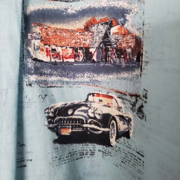 Clearwater Outfitters Shirt Button Up Classic Cars Hawaiian Print Blue Size XL - Picture 8 of 9